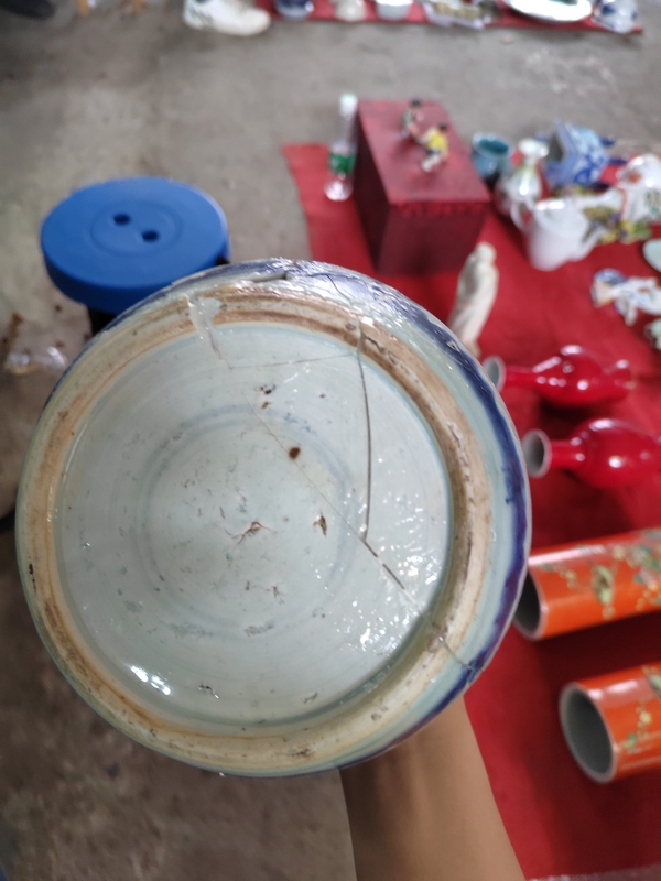 古玩陶瓷清康熙花間壽字紋青花蓋罐拍賣,當前價格299元