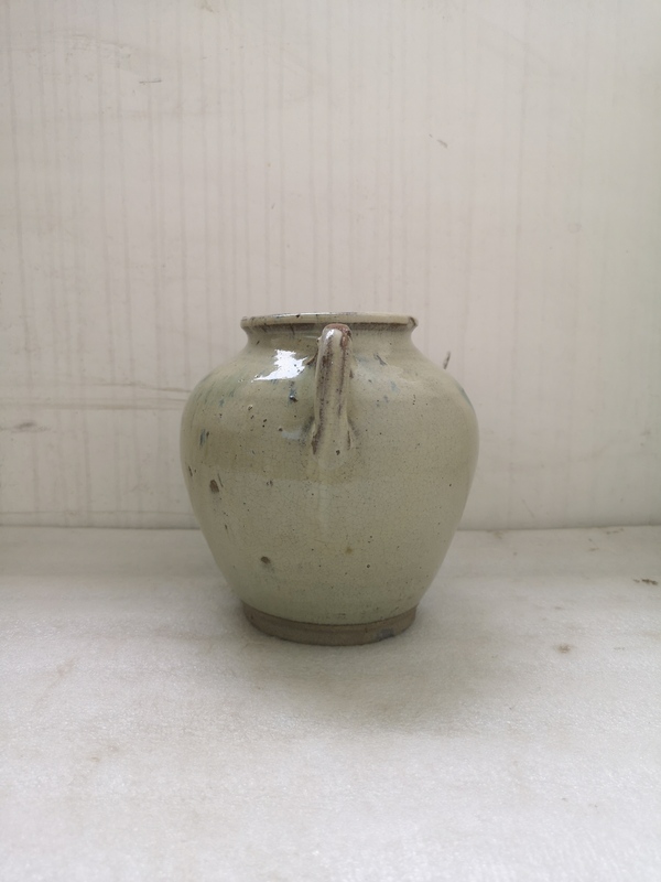 古玩陶瓷華寧窯白釉綠彩雙系罐拍賣,當前價格888元
