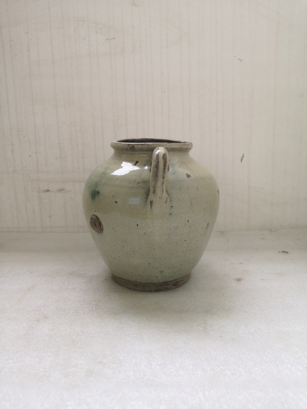 古玩陶瓷華寧窯白釉綠彩雙系罐拍賣,當前價格888元