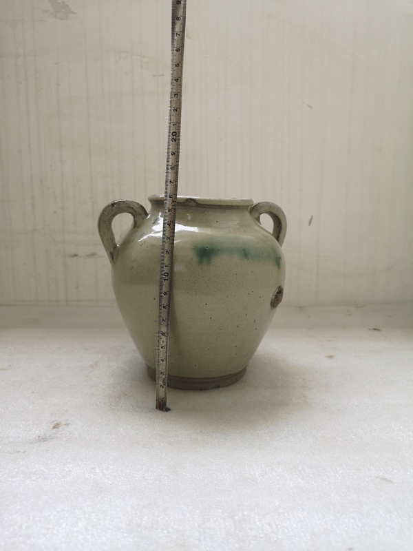 古玩陶瓷華寧窯白釉綠彩雙系罐拍賣,當前價格888元