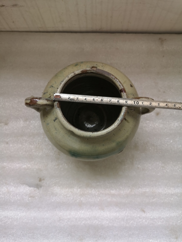 古玩陶瓷華寧窯白釉綠彩雙系罐拍賣,當前價格888元
