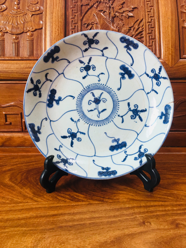 古玩陶瓷(三爺)雍正青花靈芝紋盤(pán)拍賣(mài),當(dāng)前價(jià)格699元