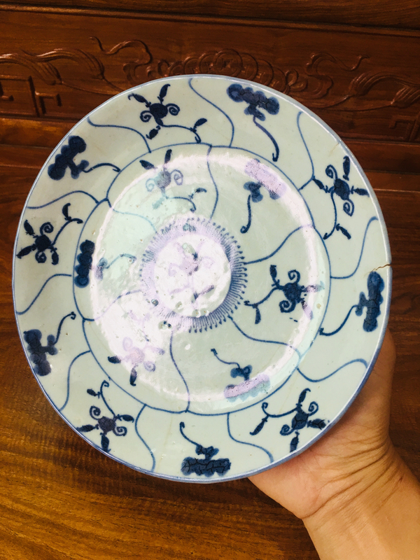 古玩陶瓷(三爺)雍正青花靈芝紋盤拍賣,當(dāng)前價(jià)格699元