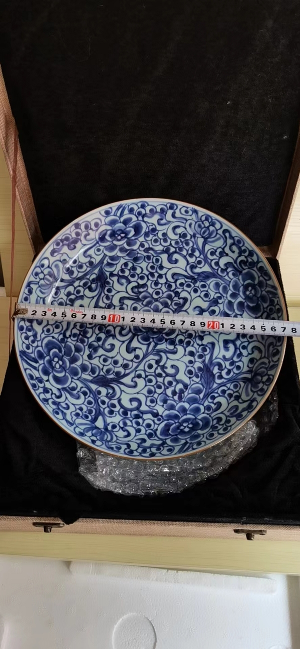 古玩陶瓷花卉紋青花盤拍賣,當前價格3600元