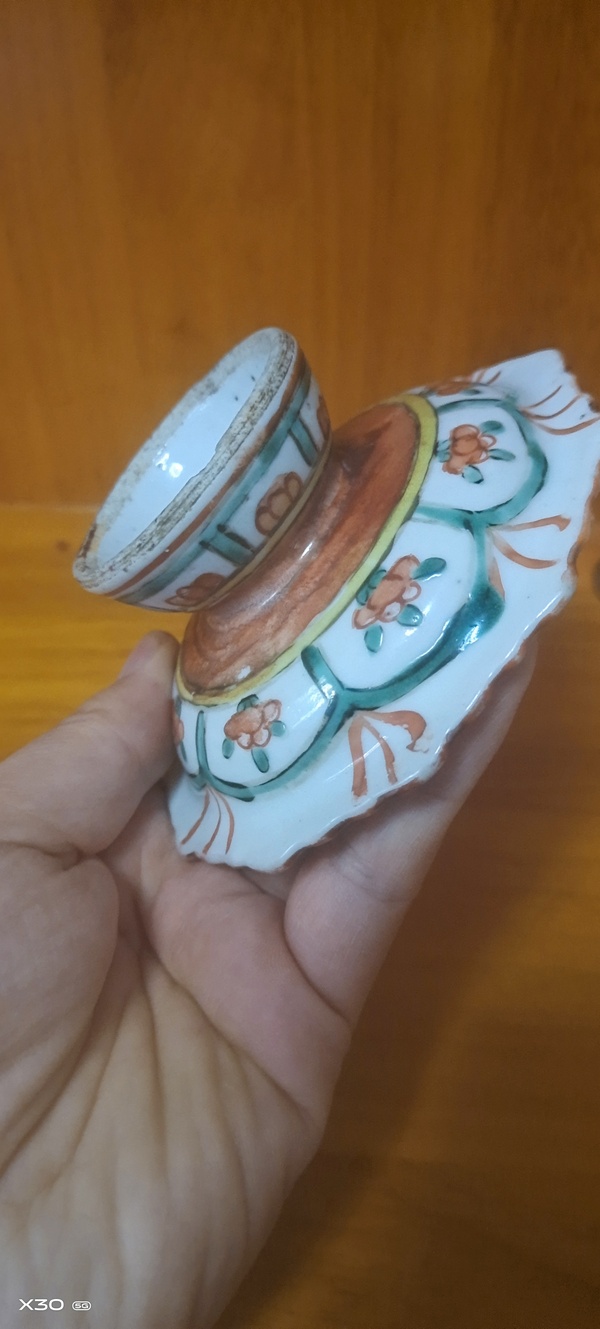 古玩陶瓷紅綠彩高足盤拍賣,當前價格1000元
