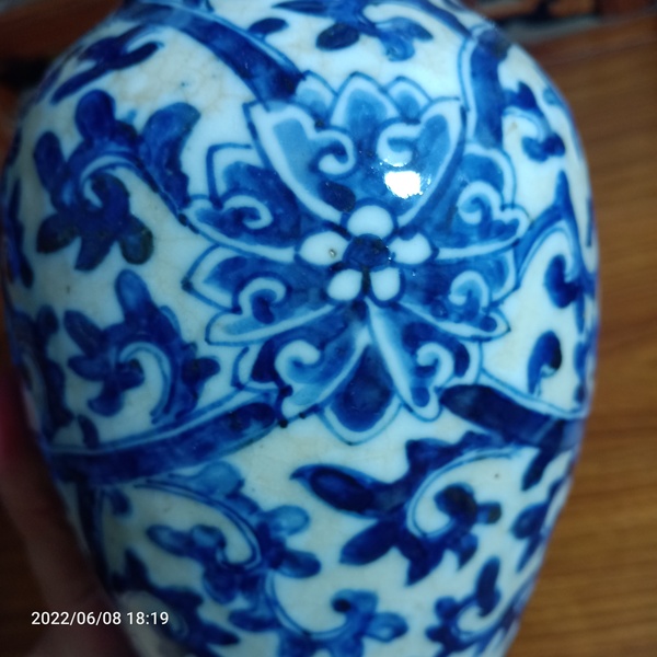 古玩陶瓷清代花卉紋青花觀音瓶拍賣,當前價格1888元