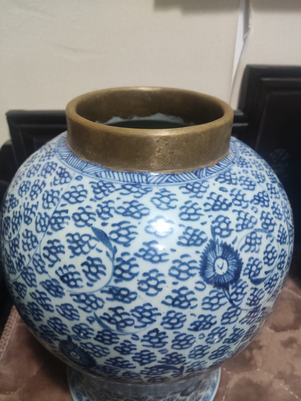 古玩陶瓷清代雍正青花鳳眼花卉紋將軍罐拍賣,當前價格3688元