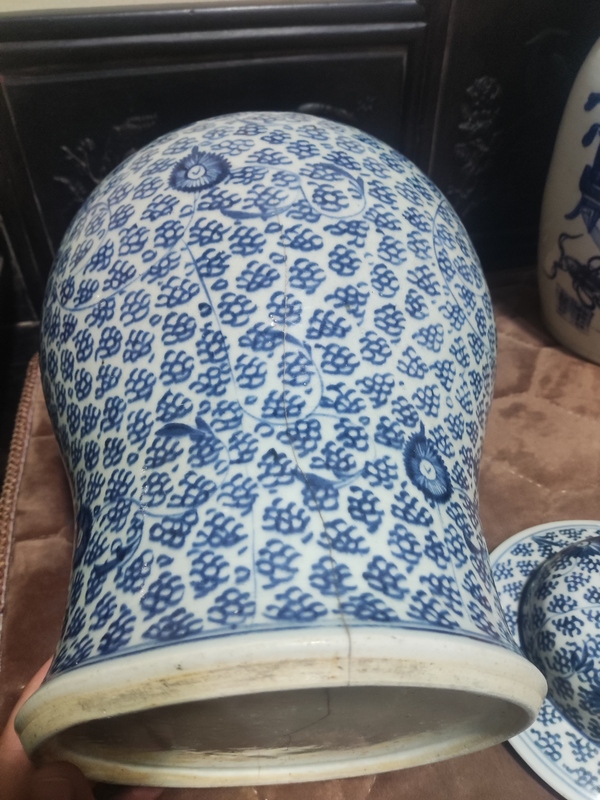 古玩陶瓷清代雍正青花鳳眼花卉紋將軍罐拍賣,當前價格3688元