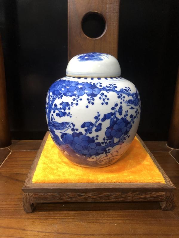 古玩轉(zhuǎn)賣(新年放漏中)晚清-光緒-花鳥紋青花蓋罐拍賣,當(dāng)前價(jià)格176元