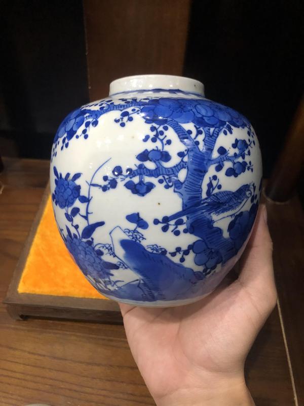古玩陶瓷(新年放漏中)晚清-光緒-花鳥紋青花蓋罐拍賣,當前價格2574元