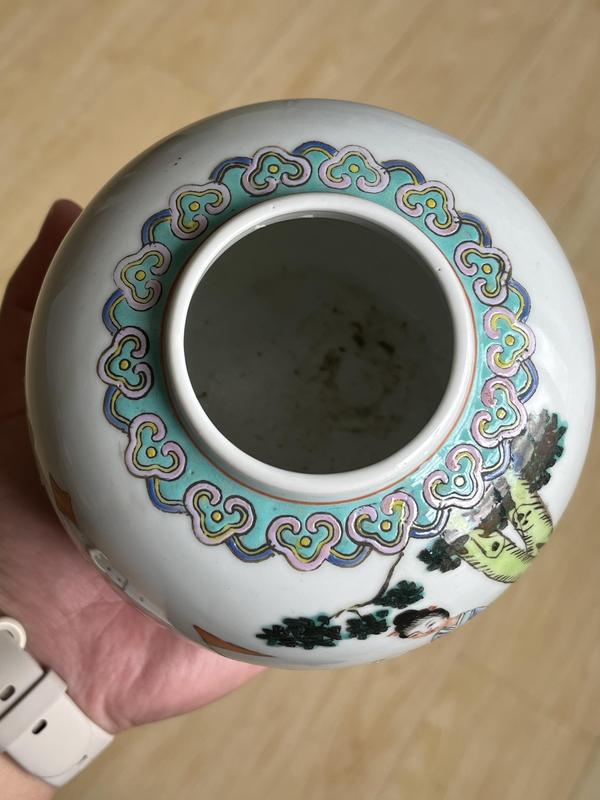 古玩陶瓷三娘教子圖粉彩罐拍賣,當前價格1200元