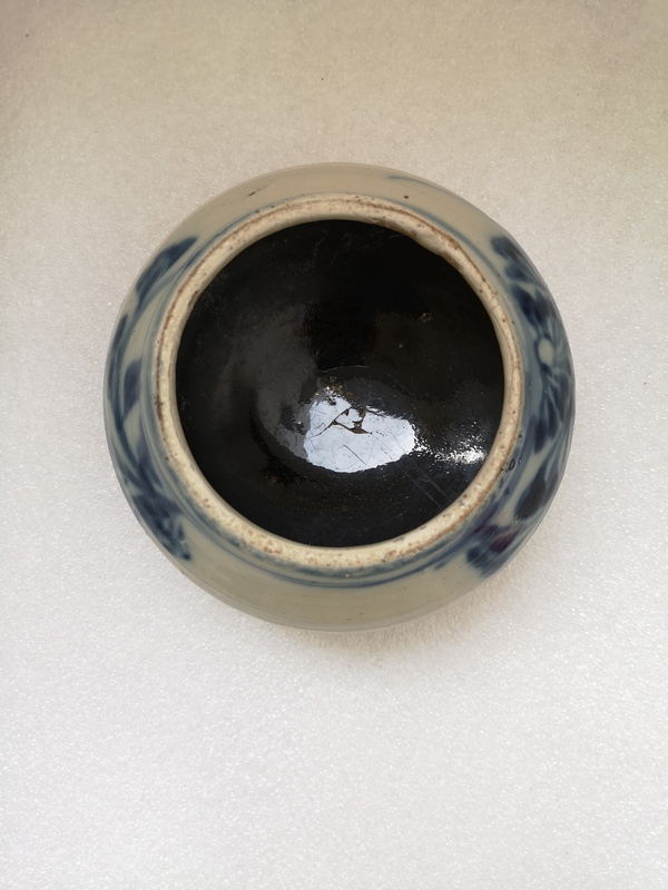 古玩陶瓷磁州窯青花花卉紋水盂拍賣,當前價格580元