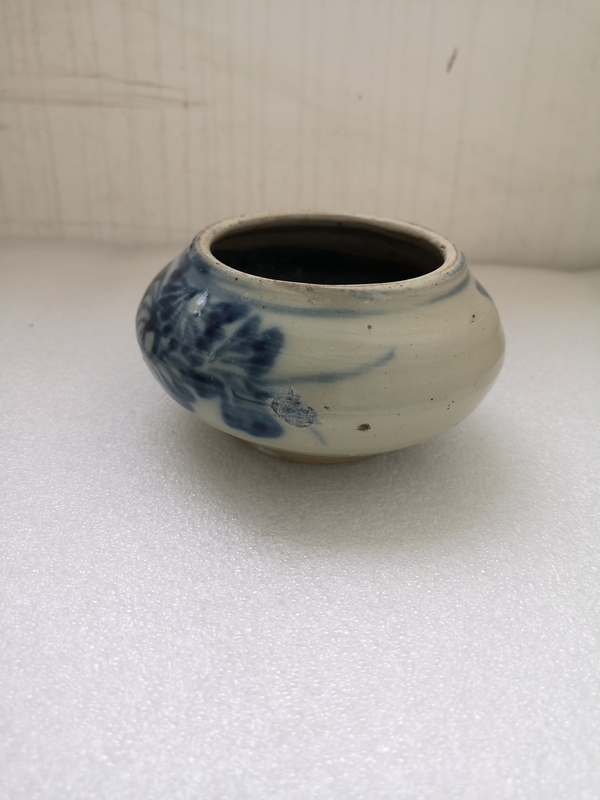 古玩陶瓷磁州窯青花花卉紋水盂拍賣,當前價格580元