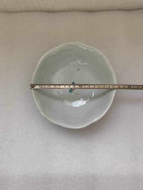 古玩陶瓷粉彩花鳥詩紋海棠口碗拍賣,當前價格298元