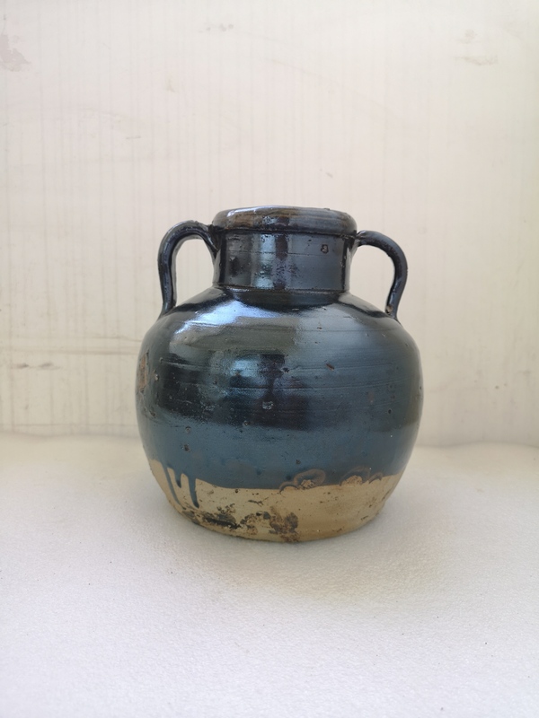 古玩陶瓷磁州窯黑釉雙系罐拍賣,當前價格680元