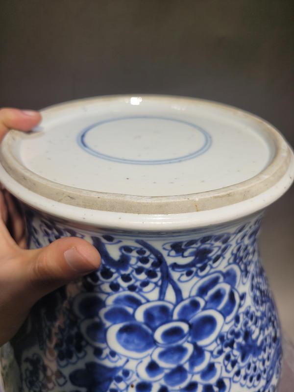 古玩陶瓷康熙鳳穿牡丹青花將軍罐拍賣,當前價格23000元