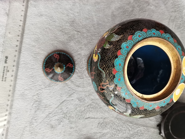 古玩雜項景泰藍龍紋高足豆拍賣,當前價格4500元