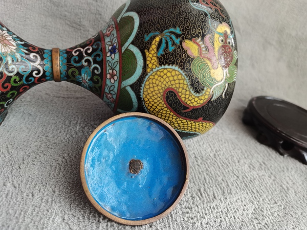 古玩雜項景泰藍龍紋高足豆拍賣,當前價格4500元