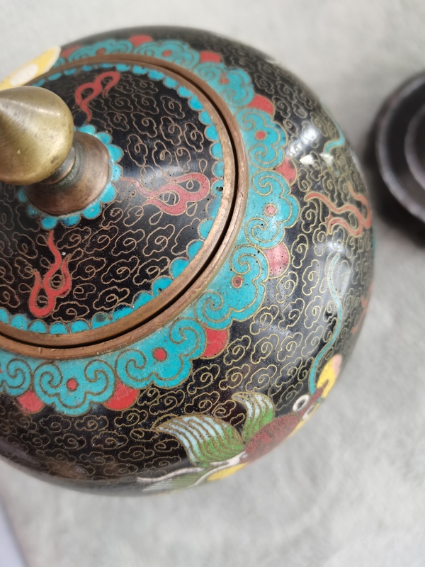 古玩雜項景泰藍龍紋高足豆拍賣,當前價格4500元