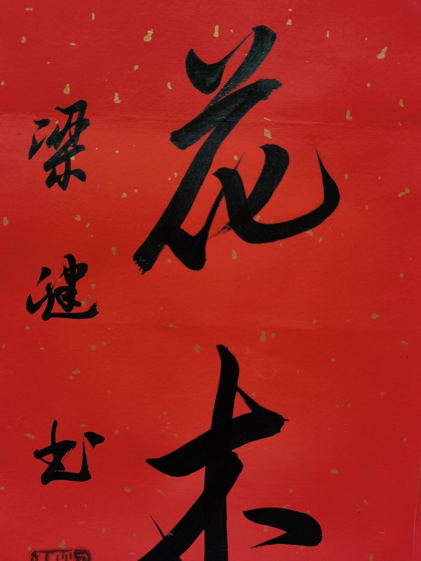 古玩字畫何家英入室弟子中美協(xié)會員梁健書法楹聯(lián)拍賣，當前價格699元