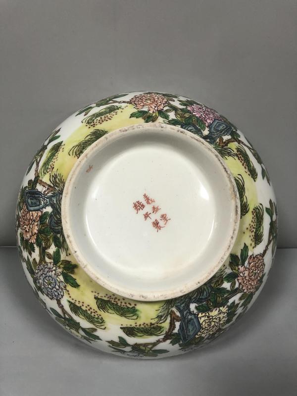 古玩陶瓷平臺(tái)保真花鳥(niǎo)蝶紋彩繪大碗拍賣(mài),當(dāng)前價(jià)格2600元