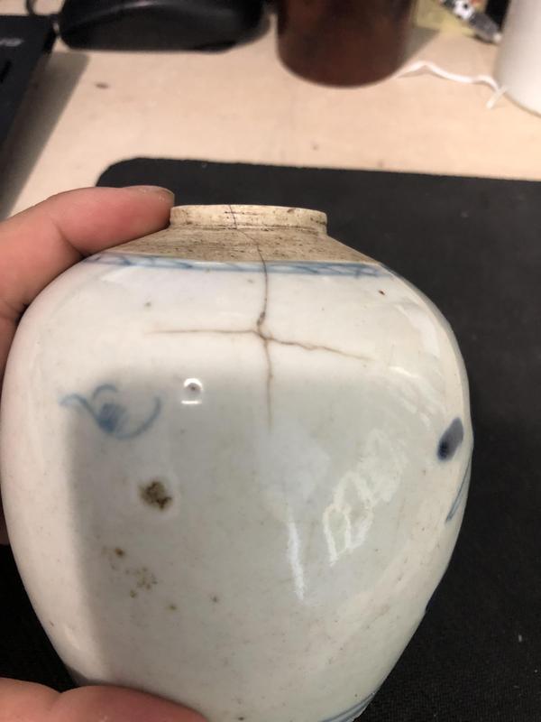 古玩陶瓷清代道光至咸豐博古圖青花蓋罐拍賣,當前價格600元