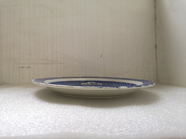 古玩陶瓷青花加彩開光花鳥紋花口盤拍賣,當前價格345元
