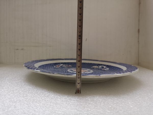 古玩陶瓷青花加彩開光花鳥紋花口盤拍賣,當前價格345元
