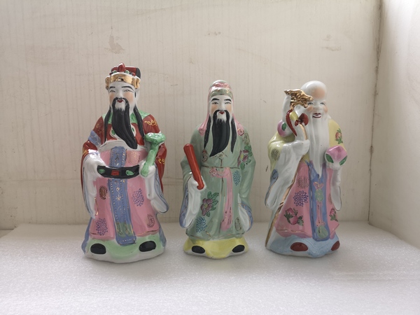 古玩陶瓷粉彩福祿壽三星造像拍賣,當前價格567元