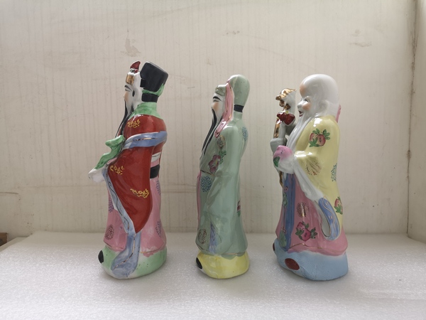 古玩陶瓷粉彩福祿壽三星造像拍賣,當前價格567元