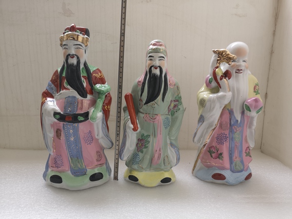 古玩陶瓷粉彩福祿壽三星造像拍賣,當前價格567元