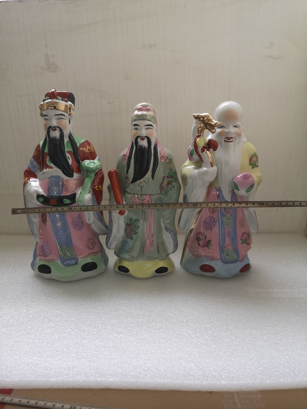 古玩陶瓷粉彩福祿壽三星造像拍賣,當前價格567元