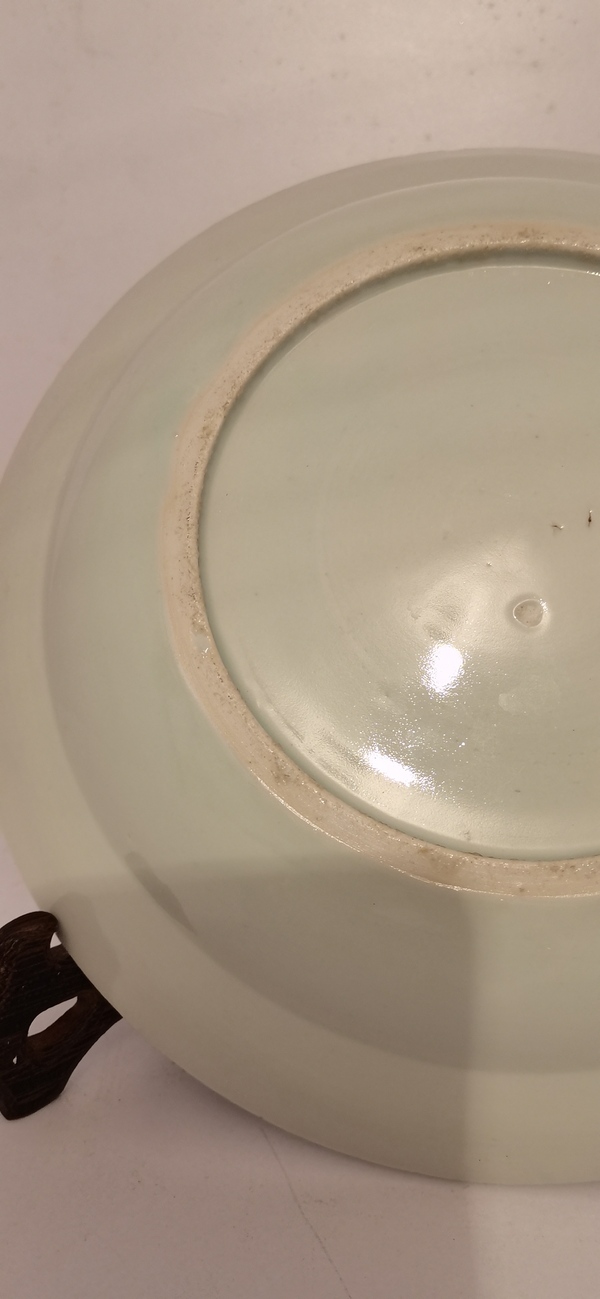 古玩陶瓷清中樓臺亭閣山水紋青花盤拍賣,當前價格2800元