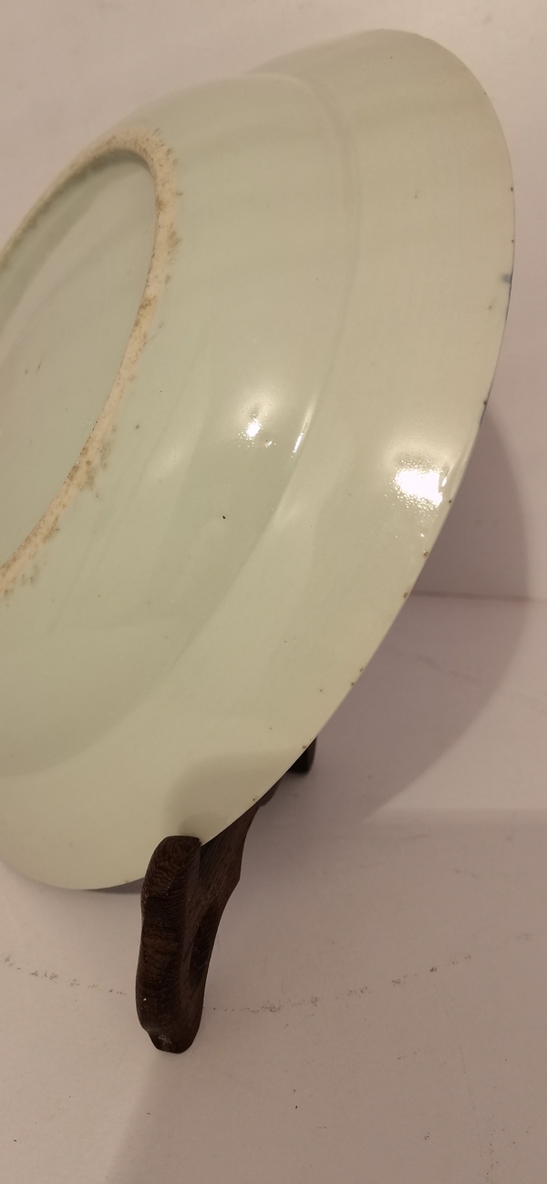 古玩陶瓷清中樓臺亭閣山水紋青花盤拍賣,當前價格2800元