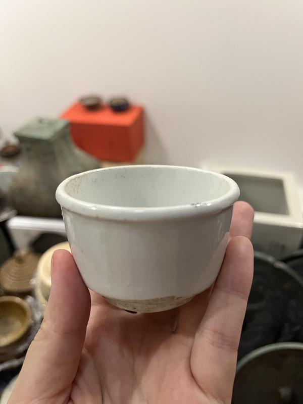 古玩陶瓷清代白釉唇口圈足杯拍賣,當前價格199元