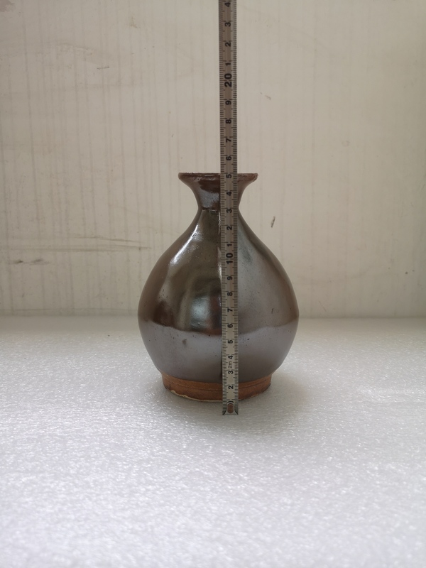 古玩陶瓷晚清磁州窯系褐釉玉壺春瓶拍賣,當前價格580元