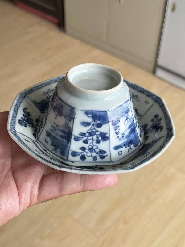 古玩陶瓷清早期山水紋青花杯盤拍賣,當前價格2000元