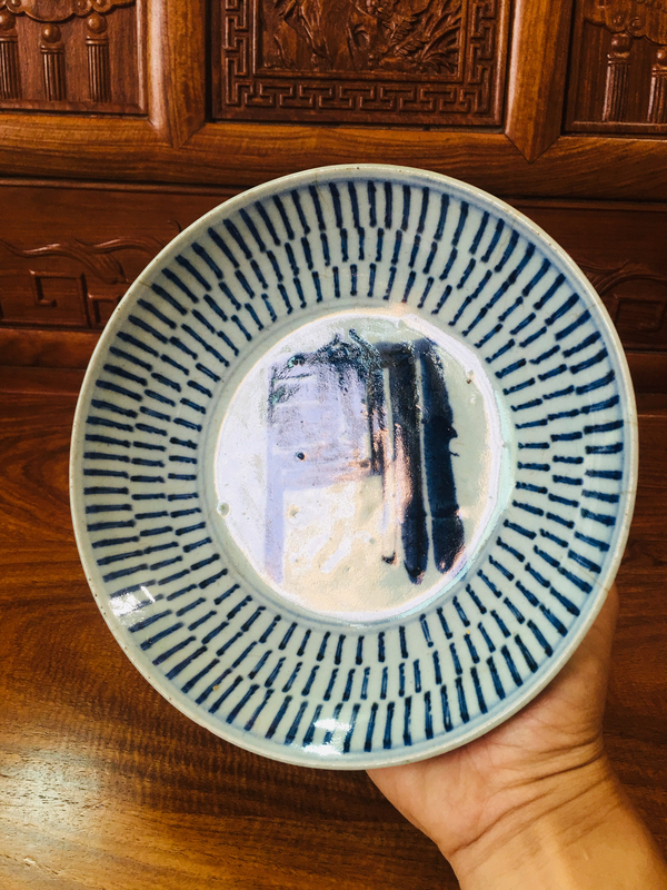 古玩陶瓷(雍乾)青花百壽紋盤拍賣,當前價格888元
