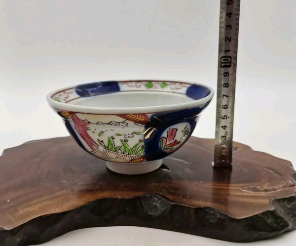 古玩陶瓷青花加彩花卉紋蓋碗拍賣,當前價格135元