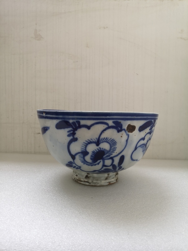 古玩陶瓷清代磁州窯青花花卉紋碗拍賣,當前價格850元