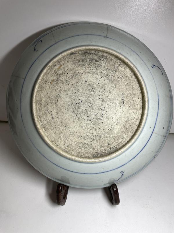 古玩陶瓷清代道光太陽花篆書福字紋青花盤拍賣,當前價格299元
