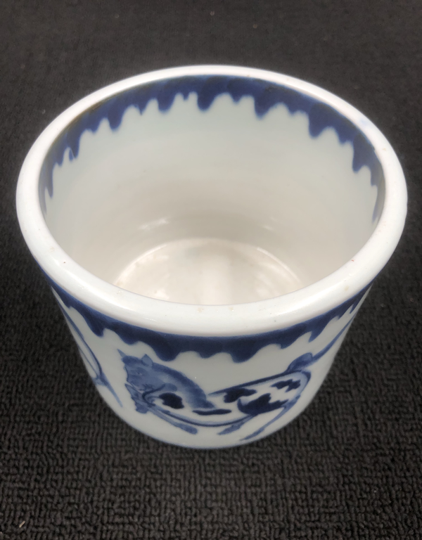 古玩陶瓷民國馬紋青花筆筒拍賣，當前價格1000元