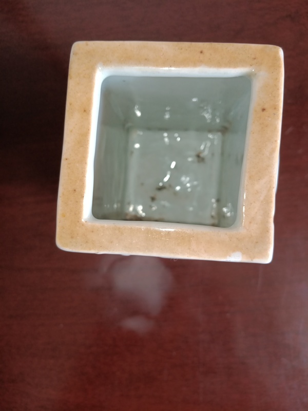 古玩陶瓷清代光緒淺絳彩花鳥詩紋四方筆筒拍賣,當前價格3980元