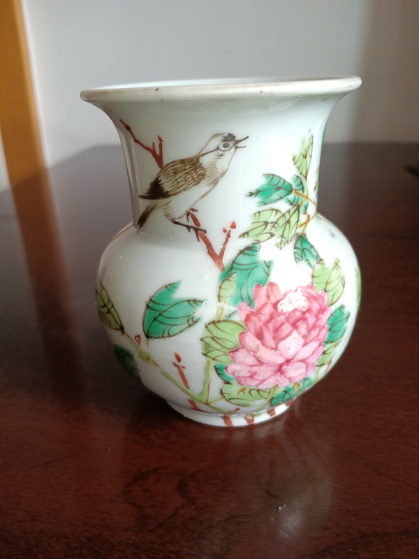 古玩陶瓷清代宣統淺絳彩花鳥紋渣斗拍賣,當前價格4800元