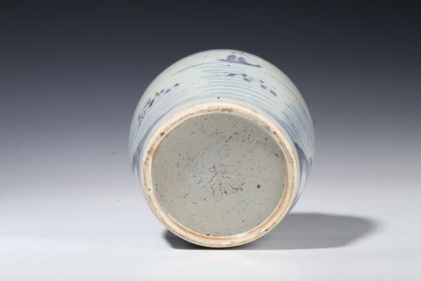 古玩陶瓷清中·青花山水風(fēng)景紋罐拍賣，當(dāng)前價(jià)格2600元