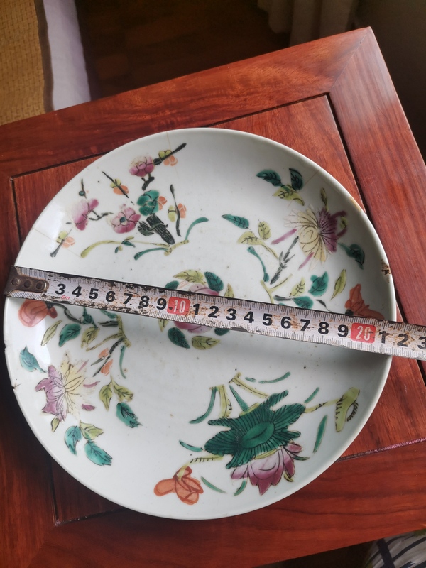 古玩陶瓷民國四季花卉紋粉彩盤拍賣,當前價格660元