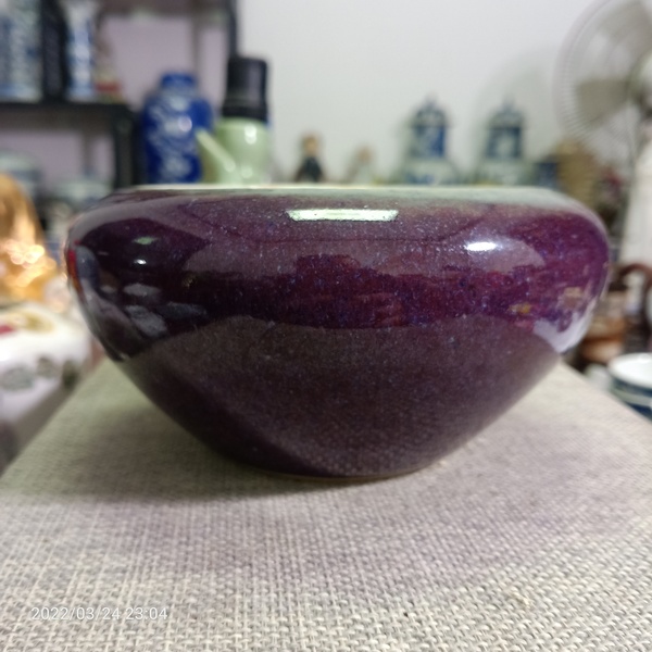 古玩陶瓷清代均紅釉筆洗拍賣,當前價格3888元