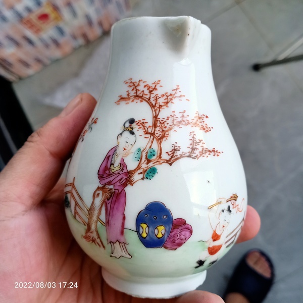 古玩陶瓷外銷粉彩奶壺拍賣,當前價格666元