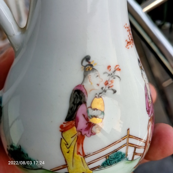 古玩陶瓷外銷粉彩奶壺拍賣,當前價格666元