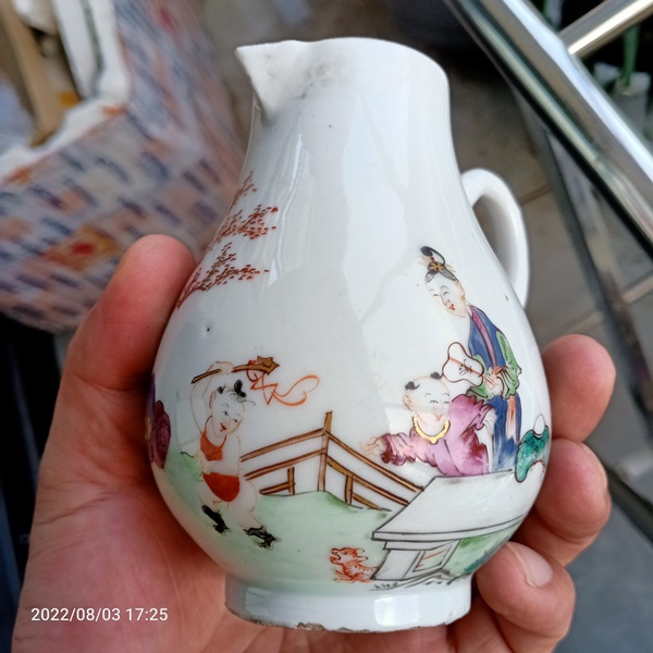 古玩陶瓷外銷粉彩奶壺拍賣,當前價格666元